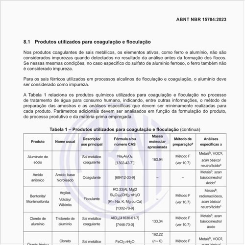 Quais são os produtos utilizados para coagulação e floculação?