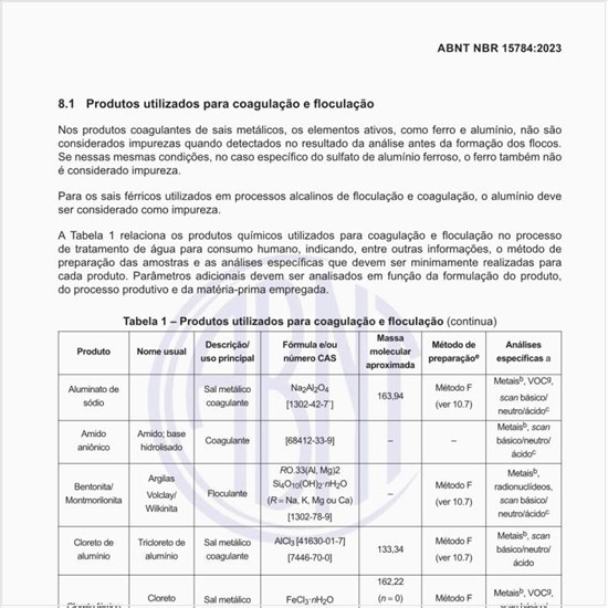Quais são os produtos utilizados para coagulação e floculação?