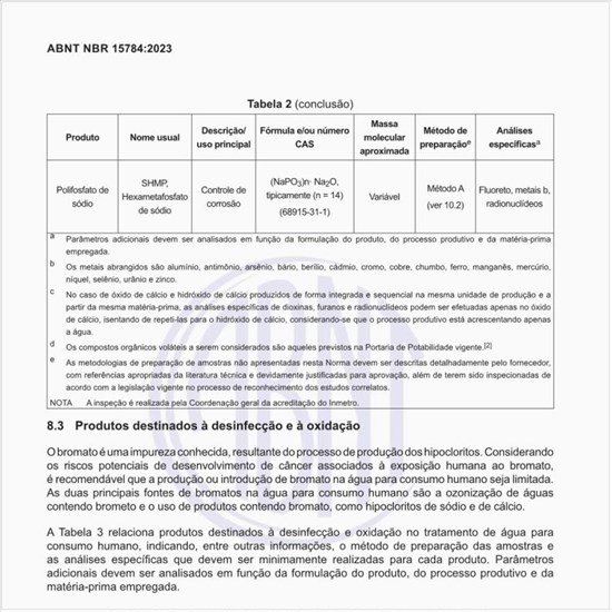 Quais são os produtos destinados à desinfecção e à oxidação?