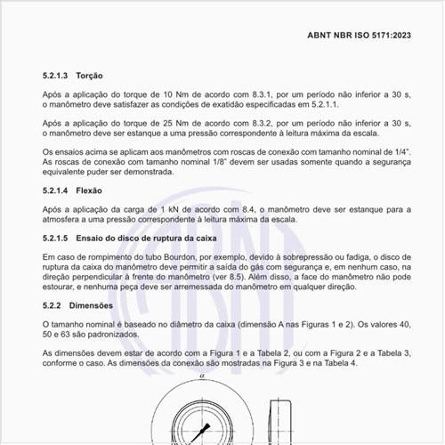 Como deve ser o manômetro com entrada inferior?