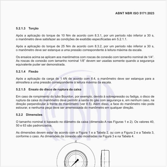 Como deve ser o manômetro com entrada inferior?