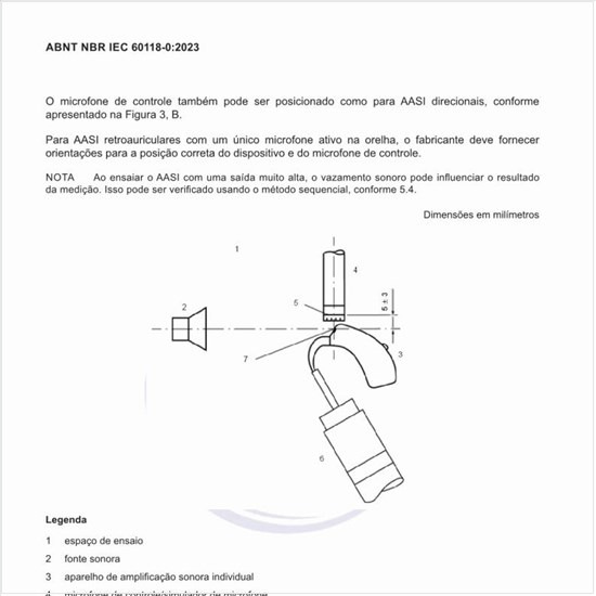 Qual seria um exemplo de arranjo de ensaio para aparelhos de amplificação sonora individual retroauriculares?