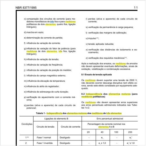 Qual é a independência dos elementos motores dos medidores de três elementos?