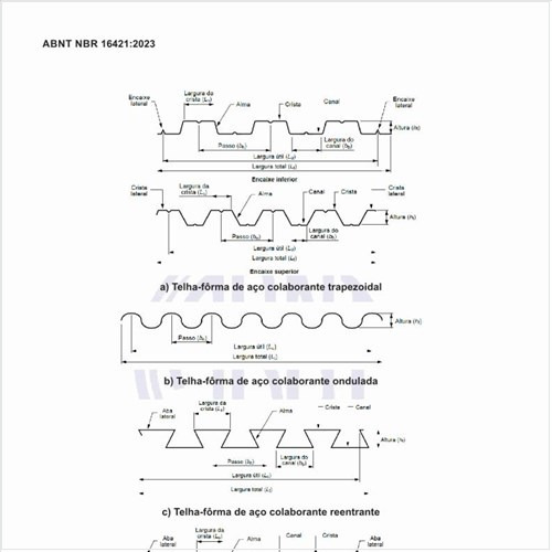 Como devem ser as seções transversais comuns e a indicação das dimensões desses produtos?