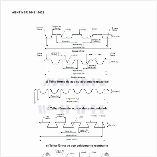 Como devem ser as seções transversais comuns e a indicação das dimensões desses produtos?