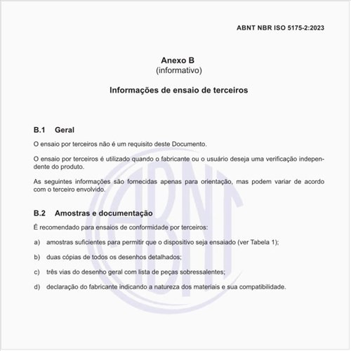 Quais devem ser as informações de ensaio de terceiros?