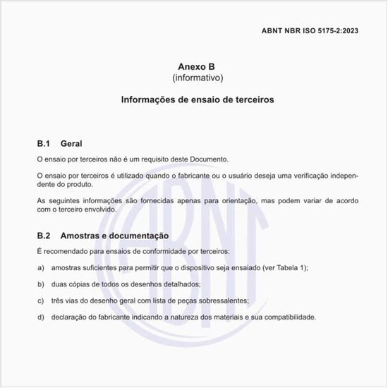 Quais devem ser as informações de ensaio de terceiros?