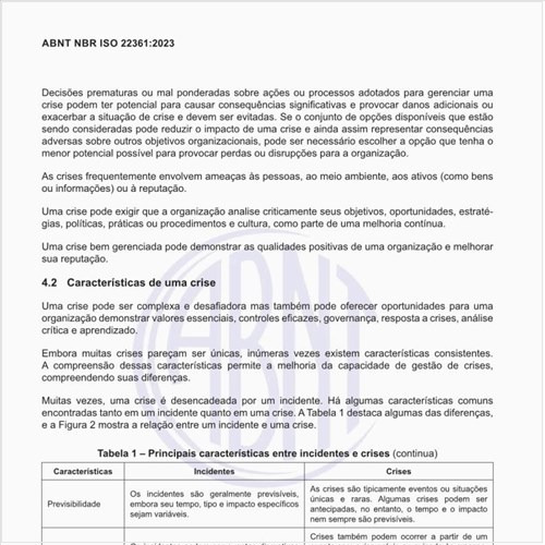 Quais são as principais características entre incidentes e crises?