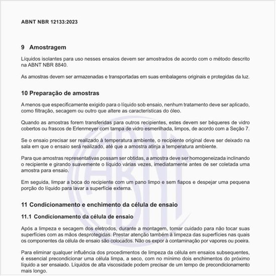 Como proceder no enchimento da célula de ensaio?