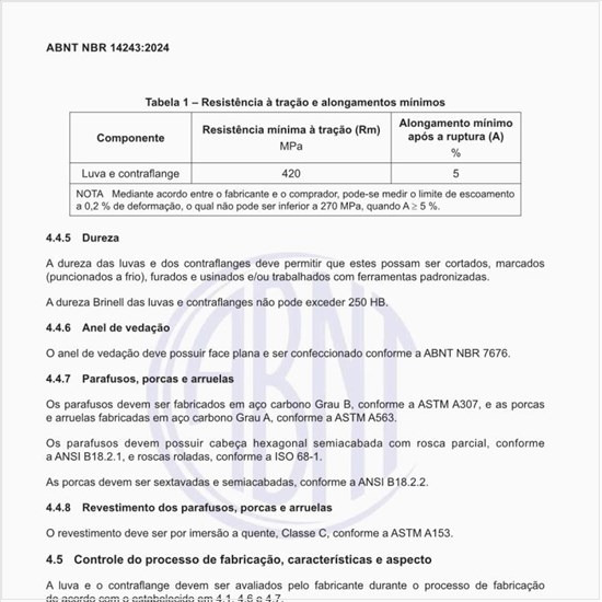 Qual é a resistência à tração e alongamentos mínimos desse tipo de junta?