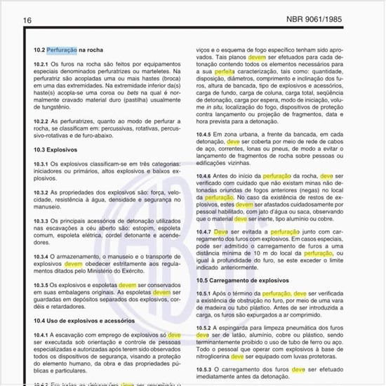 Como deve ser feita a perfuração na rocha?