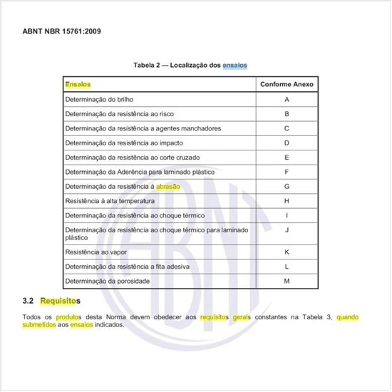 Quais são os requisitos gerais para esses produtos quando submetidos aos ensaios normativos?
