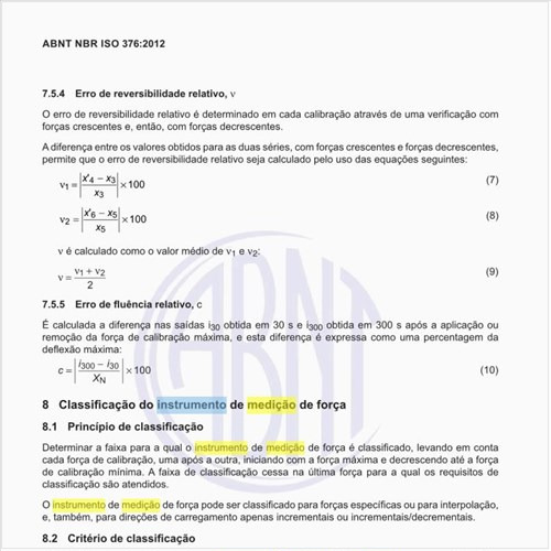 Como se deve fazer a classificação do instrumento de medição de força?