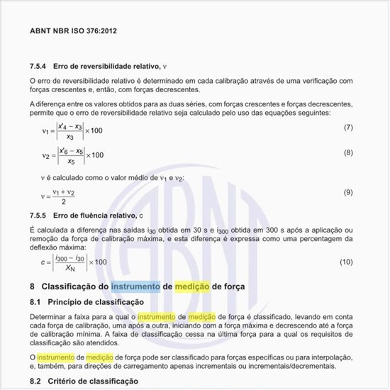 Como se deve fazer a classificação do instrumento de medição de força?