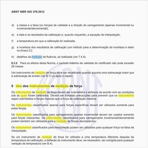 Quais são os requisitos para o uso dos instrumentos de medição de força?