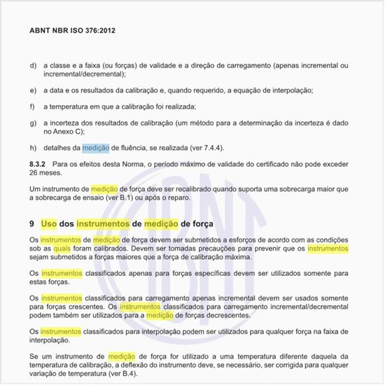 Quais são os requisitos para o uso dos instrumentos de medição de força?