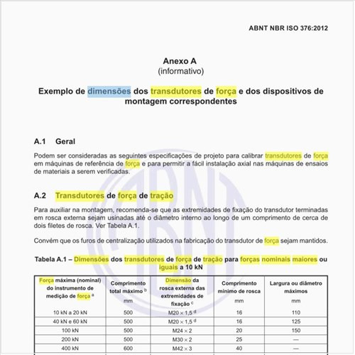 Quais são as dimensões dos transdutores de força de tração para forças nominais maiores ou iguais a 10 kN?