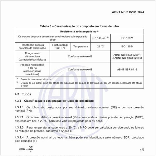 Qual deve ser a classificação e designação de tubos de polietileno?
