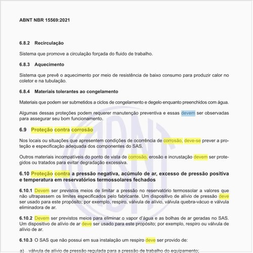 Qual deve ser a proteção contra corrosão dos sistemas?