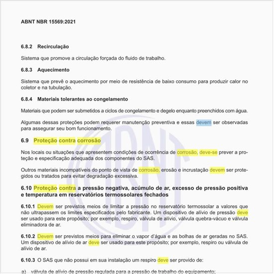 Qual deve ser a proteção contra corrosão dos sistemas?