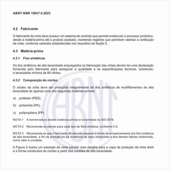 Como é o modelo de cinta tubular e o detalhe de construção do núcleo?
