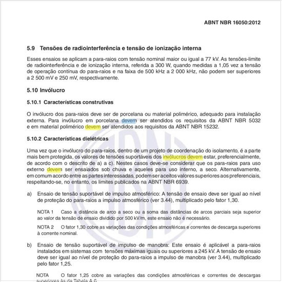 Como devem ser os invólucros dos para-raios?