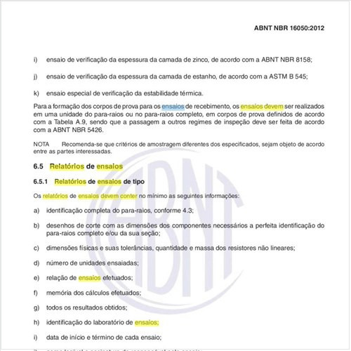 O que devem conter os relatórios de ensaios de tipo?