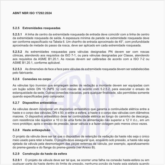 Como deve ser a construção da haste da esfera?