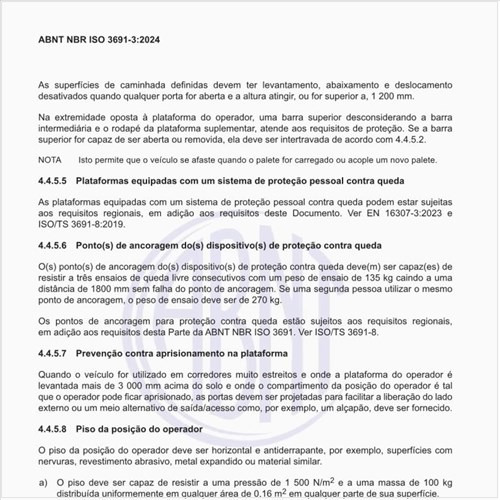 Como deve ser o piso da posição do operador?