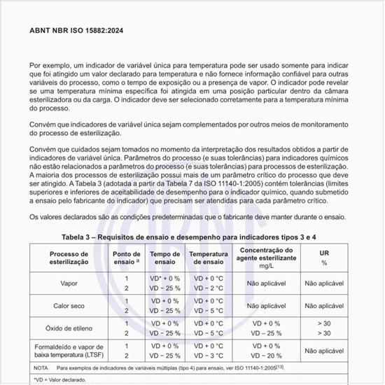 Quais são os requisitos de ensaio e desempenho para indicadores tipos 3 e 4?