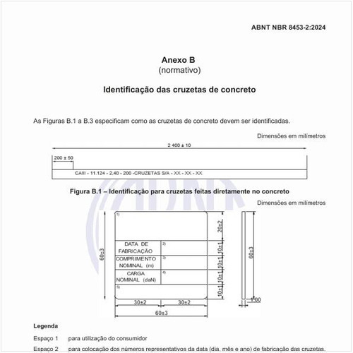 Como deve ser feita a identificação das cruzetas de concreto?