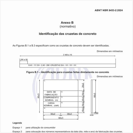 Como deve ser feita a identificação das cruzetas de concreto?