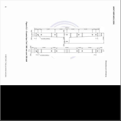 Qual é a dimensão da cruzeta tipo T de 1.900 mm com 350 daN?