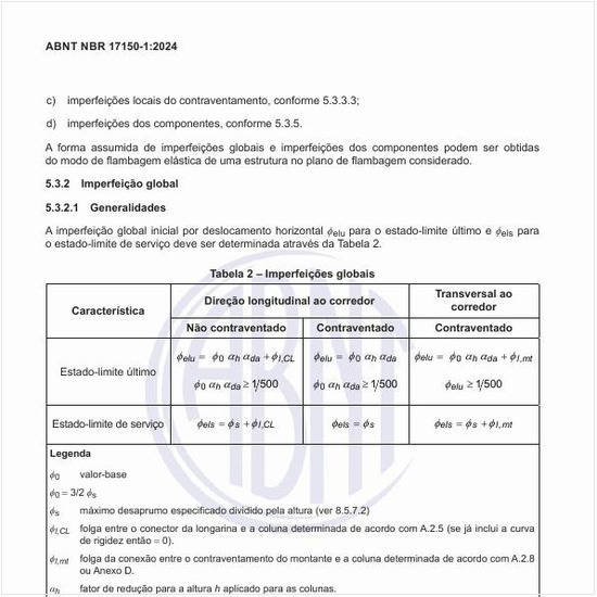 Como se determina as imperfeições globais?