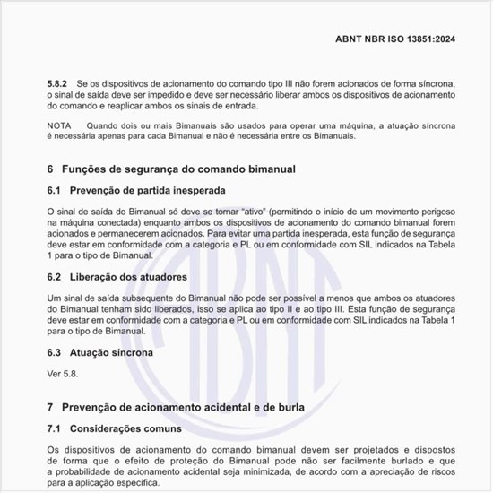 Quais são as funções de segurança do comando bimanual?