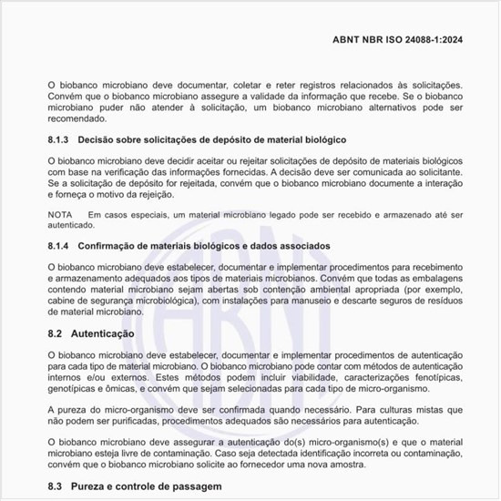 Como realizar a autenticação para cada tipo de material microbiano?