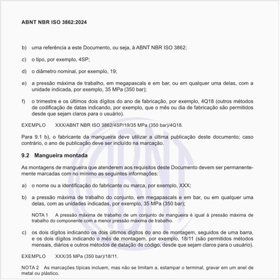 Qual deve ser a marcação das mangueiras montadas?
