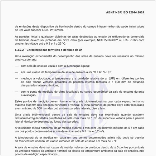 Quais as classes climáticas da sala de ensaios e o ensaio de meia recarga?