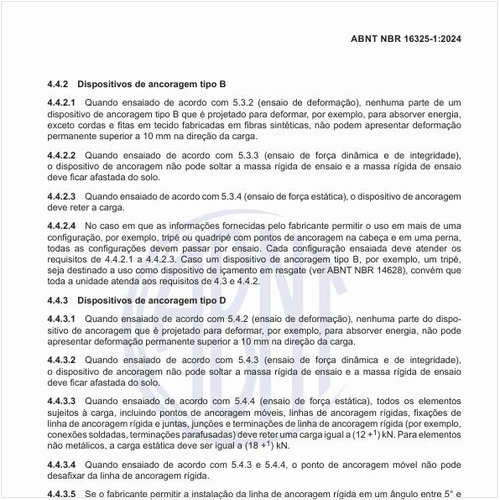 Quais são os parâmetros dos dispositivos de ancoragem tipo D?