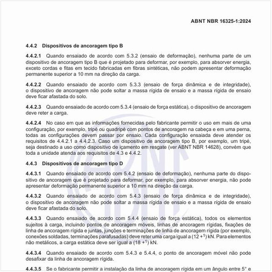 Quais são os parâmetros dos dispositivos de ancoragem tipo D?