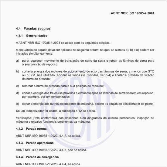 Como podem ser feitas as paradas seguras das máquinas?