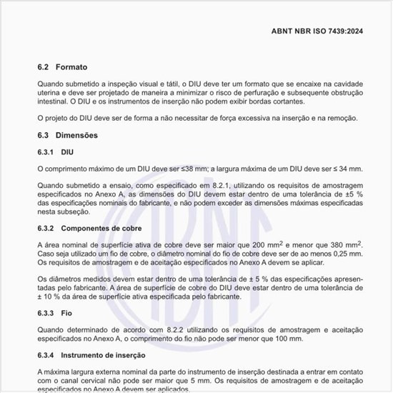 Quais devem ser as dimensões do DIU?