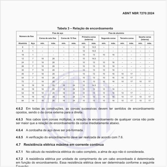 Como calcular a resistência elétrica máxima em corrente contínua do cabo?