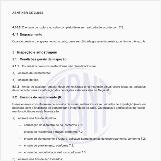 Quais são os ensaios de recebimento (R)?