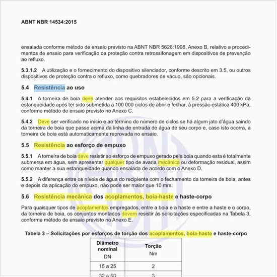 Qual deve ser a resistência mecânica dos acoplamentos, boia-haste e haste-corpo?