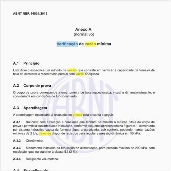 Qual deve ser o ensaio de verificação da vazão mínima?