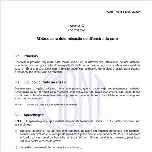 Qual a aparelhagem a ser usada para a determinação do diâmetro do poro?