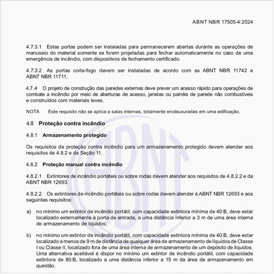 Quais devem ser os parâmetros de proteção contra incêndio para um armazenamento protegido?