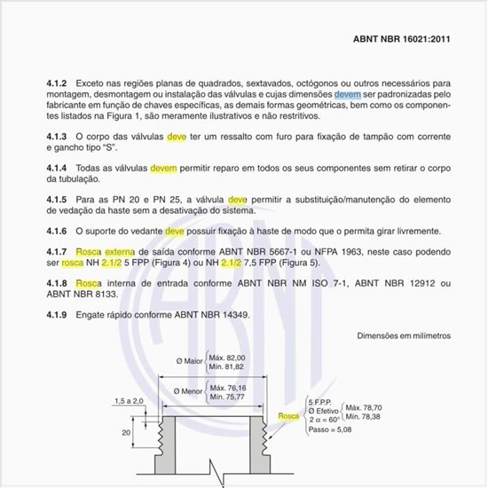 Como deve ser a rosca externa NH 2.1/2 5 FPP?