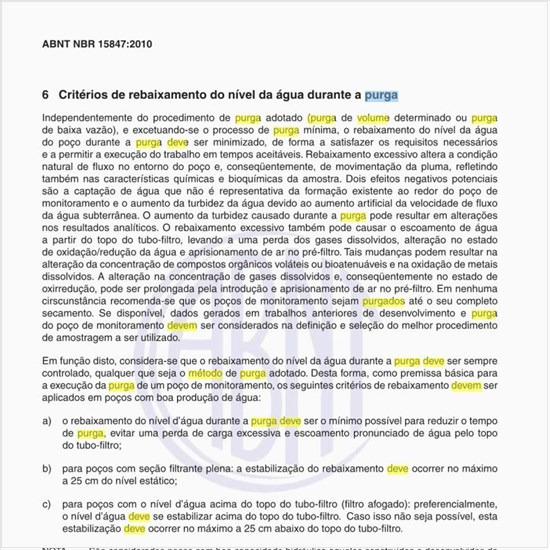 Como deve ser realizado o método de purga de volume determinado?